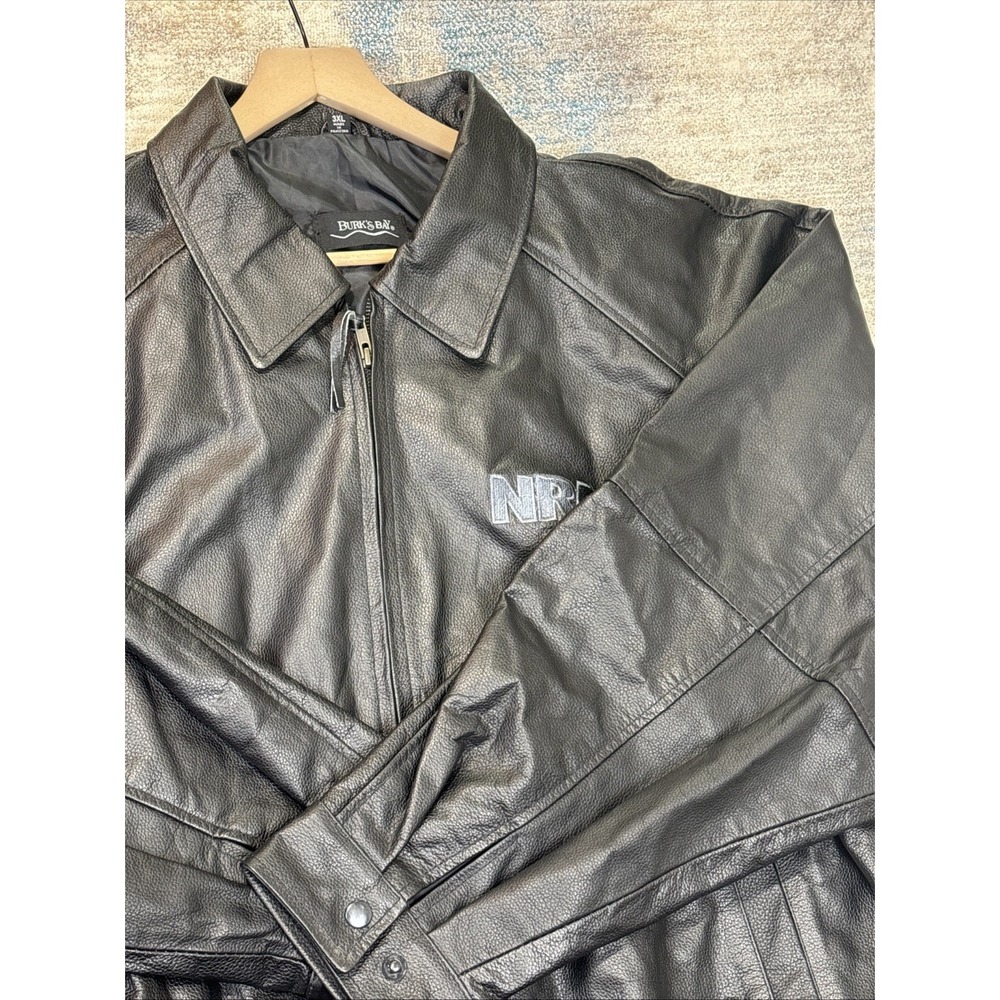 Vintage‎ Berks Bay NRA Leather Jacket Mens 3XL Black Biker Moto Heavy Leather